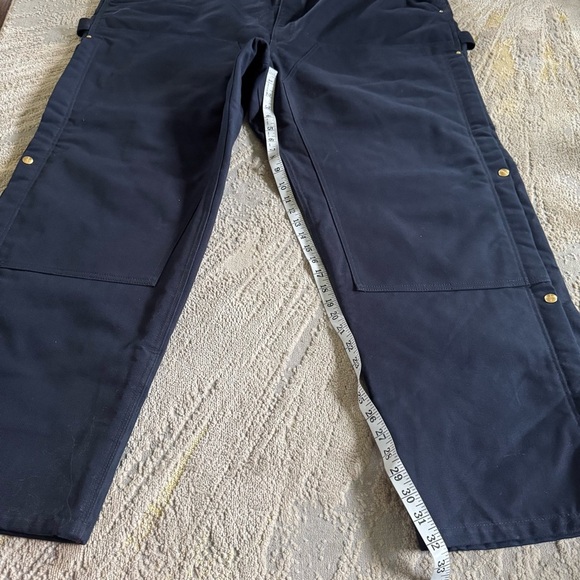 Carhartt Duck Bib Overalls navy blue work bib insulated 52 X 32 New - Picture 9 of 16